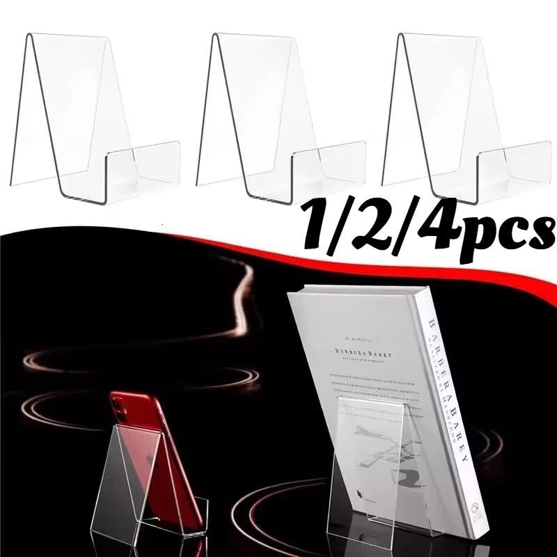 Clear Acrylic Book Stand Holder - 1/2/4Pcs Clear Acrylic Book Display Stand-
