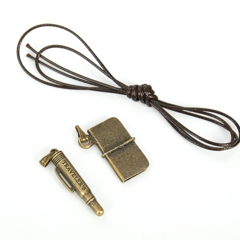 Vintage Leather Journal Notebook - Vintage Japanese Travelers Notebook Pendant Metal