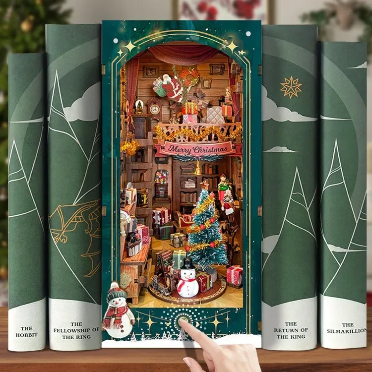 Merry Christmas DIY Wooden Boo - Diy Wooden Book Nook Kit Shelf Insert recension och pris
