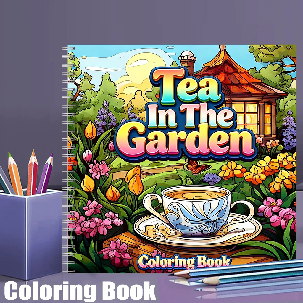 Tea In The Gardens Coloring Bo - Adult Coloring Book Stress Relief recension och pris